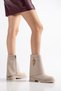 Matte Leather Women's Boots with Metal Accessories - 3