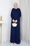Women's Mercerized Knitwear Dress with Silk Kupra Detail on the Sides - 4