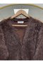 Vesile Bearded V-Neck Soft Cardigan-Kr5043 Brown - 3