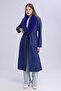 Women's Plush Collar Leather Look Long Coat - 3