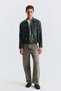 Metal Decorated Button Faux Leather Coat