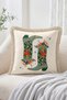 New Year's 4-Piece Fringed-Tasseled Throw Pillow Cover Set with Bow, Bell, Stocking, and Ornament Patterns - 3