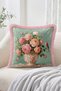Vintage Rose, Horse, Bird, Cherry, and Tea Patterned Throw Pillow Covers with Fringes and Tassels Set of 4 for Decoration - 4