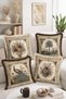 Vintage Floral Vase, Palm and Peacock Pattern 4-Piece Fringed-Tasseled Throw Pillow Cover Set