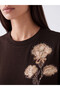 Two Mt Shop Quality Lcw Everyday Brown Embroidered Loose & Baggy Short Sleeve Women's T-Shirt - 3