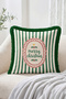 Merry Christmas Written Christmas Themed Striped Tree Patterned 4-Piece Fringed-Tasseled Throw Pillow Cover Set - 5