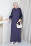 Women's Mercerized Knitwear Dress with Silk Kupra Detail on the Sleeves - 4
