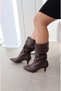 Women's Gina Brown Bellows 6 cm Heeled Pointed Toe Thin Heel Half Length Boots - 4