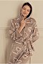 Women's Long Sleeve Hooded Welsoft Cloud Patterned Mink Dressing Gown C0T7N381 - 3