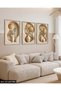 Gold Circle and Plant in Vase 3 Piece Wooden Framed Painting Act