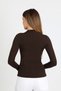 Women's Brown Half Fisherman Ribbed Modal Cotton Long Sleeve Blouse - H6173 - 4