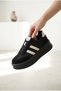 Women's Double Striped Platform Sole Sneaker with Suede Detail, Lace-Up Comfortable Walking and Casual Sports Shoes, Thick Sole Sneaker - 3