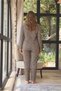 Women's Plus Size Suede Fabric Button Front Stylish Pajama Set - 3
