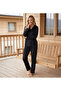 Women's Suede Fabric Front Buttoned Long Sleeve Pajama Set - 2