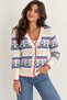 White V-Neck Patterned Openwork Knitwear Cardigan - 6
