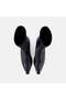 Women's Black Metal Pointed Toe Stretch Heeled Boots - 6