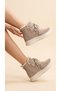 Women's Suede Look Plush Fur Detailed Lace-Up Winter Boots - 3
