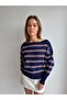 Off shoulder striped knit sweater - 2
