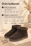 Women's Brown Stone Suede Look Plush Inside Thick Sole Mini Winter Boots - 4