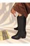 Limona Black Imported Leather 6 cm Heel Women's Boots - 2