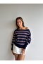 Off shoulder striped knit sweater - 3
