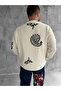 Beige Shawl Patterned Buttoned Premium Oversize Knitwear Knitted Cardigan - 4