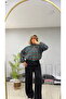 Women's Plaid Stand Collar Zippered Drawstring Short Oversized Bomber Jacket - 4