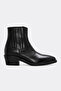 Genuine Leather Black Women's Thick Heeled Boots 275Sza2027-23