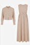 Beige Jacketed Suit Modern Cut Islamic Clothing - 4