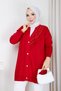 Women's Silvery Ruffled Heart Buttoned Mercerized Knitwear Cardigan