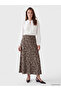Özmarka New Season Brown Patterned A-Line Skirt with Elastic Waist