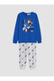 Ozmarka New Season Blue Printed Crew Neck Boys' Pajama Set - 3