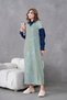 Women's Embroidered Shirt Collar Denim Long Sleeve Knitwear Dress - 3