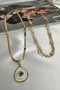 Gold Color White Bead Detailed Evil Eye Eye Pendant 3 Layered Necklace (40,45cm) - 3