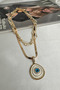 Gold Color White Bead Detailed Evil Eye Eye Pendant 3 Layered Necklace (40,45cm) - 2