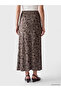 Özmarka New Season Brown Patterned A-Line Skirt with Elastic Waist - 4