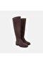 Women's Brown Rubber Detailed Zippered Suede Boots