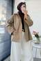 Premium Stand Collar Snap Detail Short Trench Coat - Mink - 7