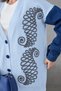 Women's Embroidered Sleeves Denim Knitwear Cardigan Trousers Two-Piece Set - 3