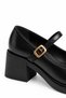 Women's Daily Stylish Flat Casual Moccasin Sevilla Black Rustic Loafer Shoes with Helmet Buckle - 2