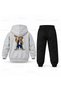 Six Seven 67 Bear Basket Finger Print Children's Hooded Tracksuit Set