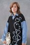 Women's Embroidered Shirt Collar Denim Long Sleeve Knitwear Dress - 4