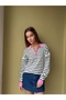 Polo Collar Half-Zip Striped Sweater - 4