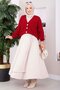 Hair Braid Patterned Buttoned Knitwear Cardigan Red - 4