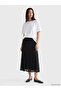 Vizyon New Season Black Elastic Waist Lace A-Line Skirt