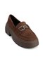 Lucia Brown Suede Women's Daily Saddle Toe Almond Toe Comfortable Stylish Moccasin Loafer Shoes - 2