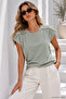 Women's Mint Green Cotton Modal Crew Neck T-Shirt - Short Sleeve Blouse with Accessory Detail - 2