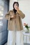 Premium Stand Collar Snap Detail Short Trench Coat - Mink - 2