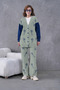 Women's Embroidered Denim Garnished Relaxed Cut Cardigan Pants Knitwear Two-Piece Set