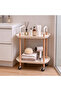 2/3 Tier Rolling Storage Cart, Mobile Utility Trolley with Wooden Support & Handle, Multi-Purpose Organizer Cart for Kitchen, Bathroom, Living Room, Salon - 4